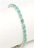 2R- Sterling Silver Emerald 8.75ct Bracelet -$800