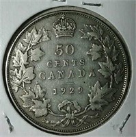 1929 Canada silver half dollar