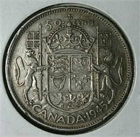 1945 Canada silver half dollar