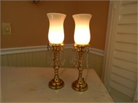 Pair of Lamps  with Tear Drop Crystals 15" Tall