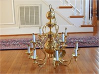 Brass Chandelier with Eight Lights