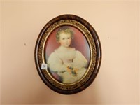 Oval Framed Victorian Print of Young Girl