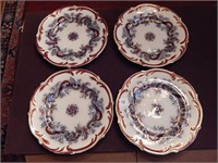 Beautiful Blue and Burgundy Plates w/ Gold Accents