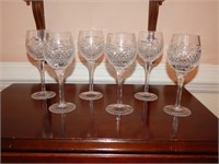 Set of (6) Heavy Lead Crystal Wine Glasses 7.5" t