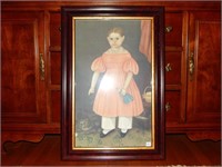 Framed Colonial Print of a Child in Handsome Frame