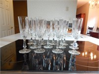 Set of 12+1 Crystal Champagne Flutes