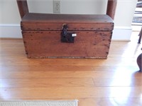 Antique Wood Chest with Domed Top.