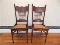 Pair of Hand Turned Antique Chairs w/ Canned Seats