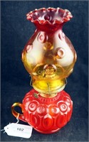 Fenton Amberina Coin Glass Kerosene Lamp