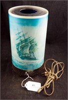 Rare Rotating Ship Cellophane Table Lamp