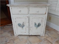 Painted White Cabinet with Roosters