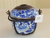 Antique Chinese Opium Jar with Handle and Lid