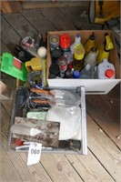 3 BOX LOTS- SPRAY CANS, TOOLS, ETC