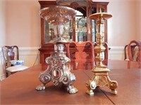 Gold and Silver Tone Pillar Candle Holders
