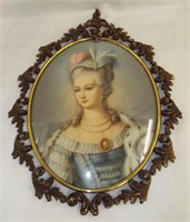 Italy Artist Signed Lady Portrait In Brass Frame