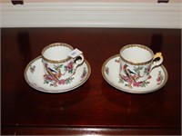 Set of Whieldon Ware English Pheasant Tea Cups