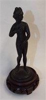 Bronze Nude Figure On Wooden Base
