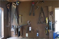 DEAL ON WALL- HAMMERS, SAWS, PROPANE TORCH