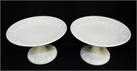Pair Of Wedgwood Embossed Queensware Compotes