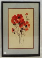 Artist Signed Mixed Media Of Flowers
