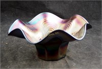 Vintage 6" Iridescent Textured Glass Wavy Dish