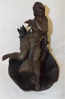 Spelter Lady Sculpture Signed J. Causse