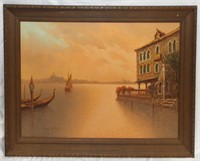Mario Rossi Oil On Canvas Venice Scene