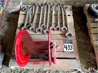 Asst HD wrenches, & Reel Craft hose reel