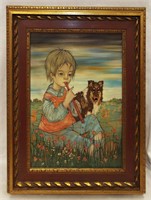 Hugo Casar Oil On Canvas Of Boy With Dog