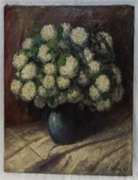F. Baez Oil On Canvas Still Life Of Flowers