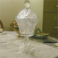 14 3/4" High Footed Candy Dish W/lid Cut Glass