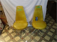 Chaises vintage rétro jaunes-Faites à la main