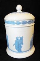 Wedgwood England Blue On White Jar