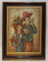 Hugo Casar Oil On Canvas Of Boy And Girl