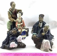 4 Ceramic Asian Sculptures (some Mud Men )