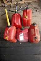 5- PLASTIC GAS CANS - RED