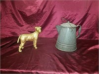 Antique cast iron dog door stop and an antique