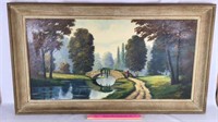 Framed Oil on Canvas of a Tranquil Scene