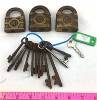 3 Antique Locks and an Assortment of Antique Keys