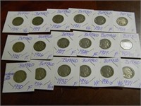 18 Buffalo Nickels in Coin Cards 1918-1937