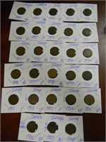 28 Indian Head Pennies in Coin Cards 1880-1908