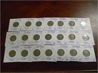 21 Buffalo Nickels in Coin Cards 1918-1937