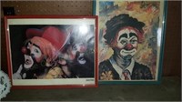 (2) Framed Clown Prints