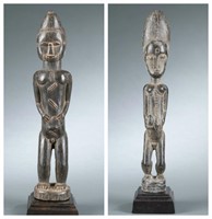2 well carved Baule style figures. 20th century.