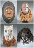 4 Powerful Congo  style masks. 20th century.