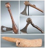 Three figurative Congo style axes. 20th century.