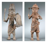 Two finely cast brass Benin style Figures.