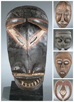5 African style masks. 20th century.