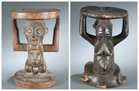 2 African stools, Congo. 20th century.