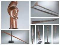 8 African objects including spears/sword/staff.